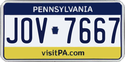 PA license plate JOV7667
