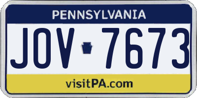 PA license plate JOV7673