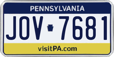 PA license plate JOV7681