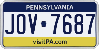 PA license plate JOV7687