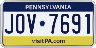 PA license plate JOV7691