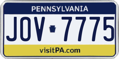PA license plate JOV7775