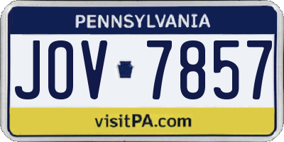 PA license plate JOV7857