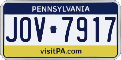 PA license plate JOV7917