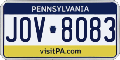 PA license plate JOV8083