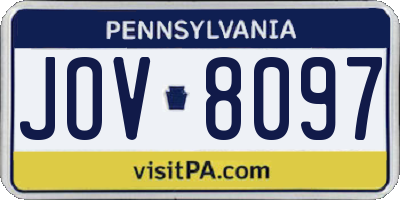 PA license plate JOV8097