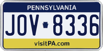 PA license plate JOV8336