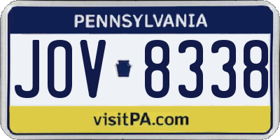PA license plate JOV8338