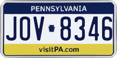 PA license plate JOV8346