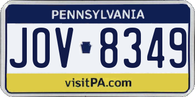 PA license plate JOV8349