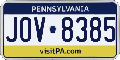 PA license plate JOV8385