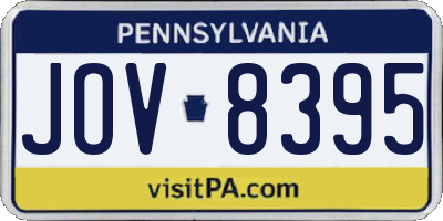 PA license plate JOV8395