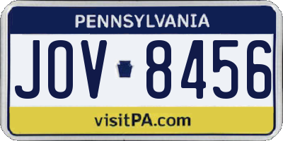 PA license plate JOV8456