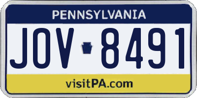 PA license plate JOV8491