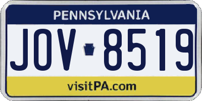 PA license plate JOV8519