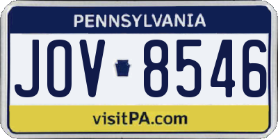 PA license plate JOV8546