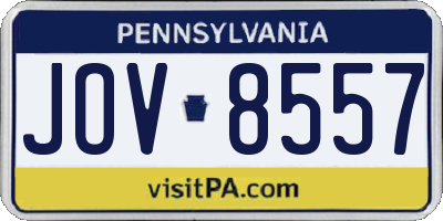 PA license plate JOV8557