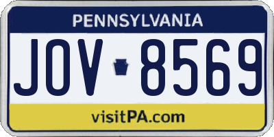 PA license plate JOV8569