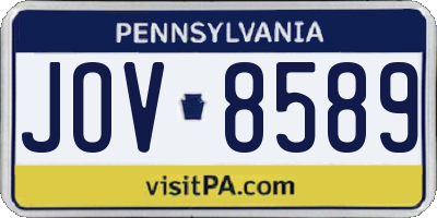 PA license plate JOV8589