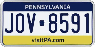 PA license plate JOV8591