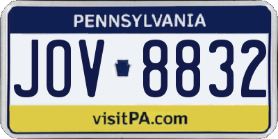 PA license plate JOV8832
