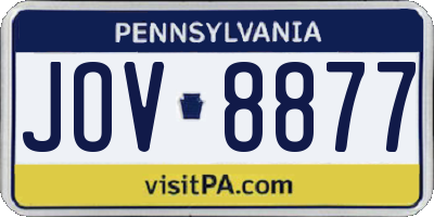 PA license plate JOV8877