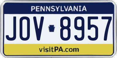 PA license plate JOV8957