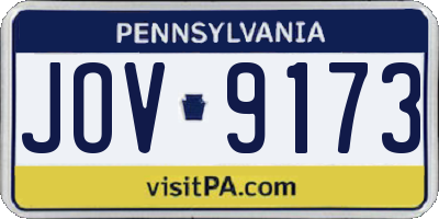 PA license plate JOV9173