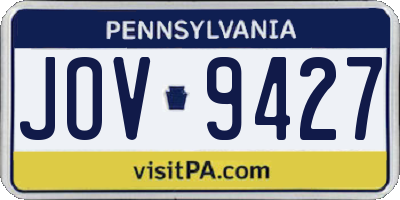 PA license plate JOV9427