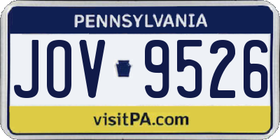 PA license plate JOV9526