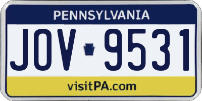 PA license plate JOV9531