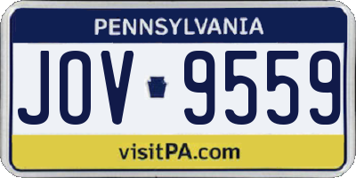 PA license plate JOV9559
