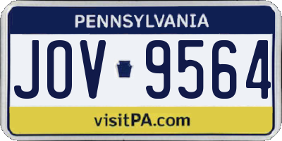 PA license plate JOV9564