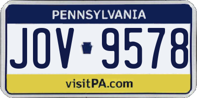 PA license plate JOV9578