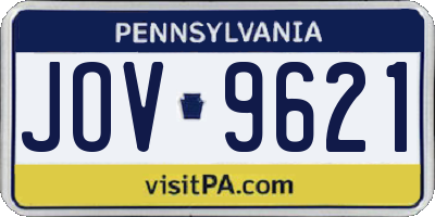 PA license plate JOV9621