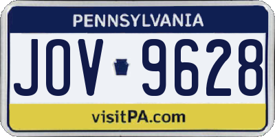 PA license plate JOV9628