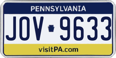 PA license plate JOV9633