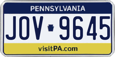 PA license plate JOV9645