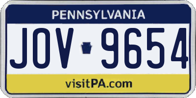 PA license plate JOV9654