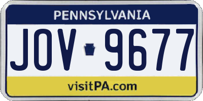 PA license plate JOV9677
