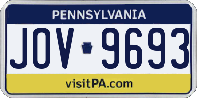 PA license plate JOV9693