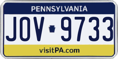 PA license plate JOV9733