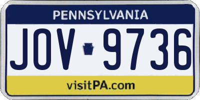 PA license plate JOV9736