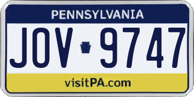 PA license plate JOV9747