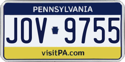 PA license plate JOV9755