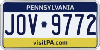 PA license plate JOV9772