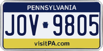 PA license plate JOV9805
