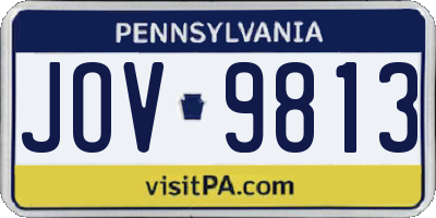 PA license plate JOV9813