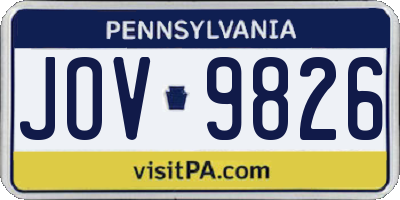 PA license plate JOV9826