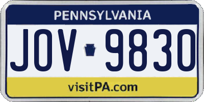 PA license plate JOV9830